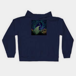 Beautiful Peacock in a Glowing Tree Kids Hoodie